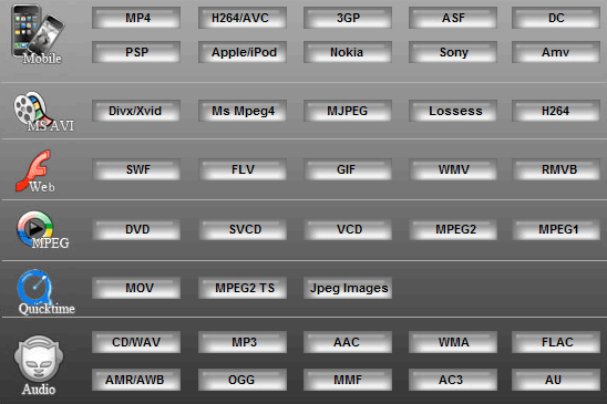 Step2:select the format to convert