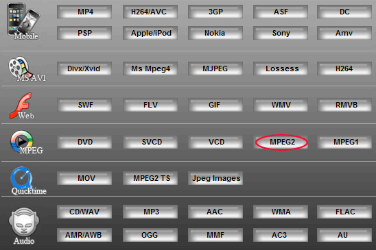 step2: Convert PSP to MPEG2