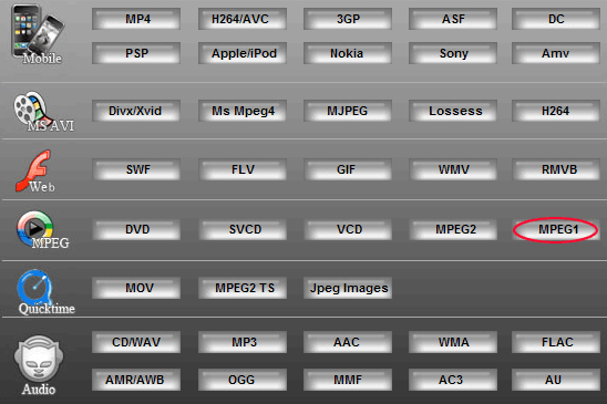 Step2:Convert MPEG1  to MPG